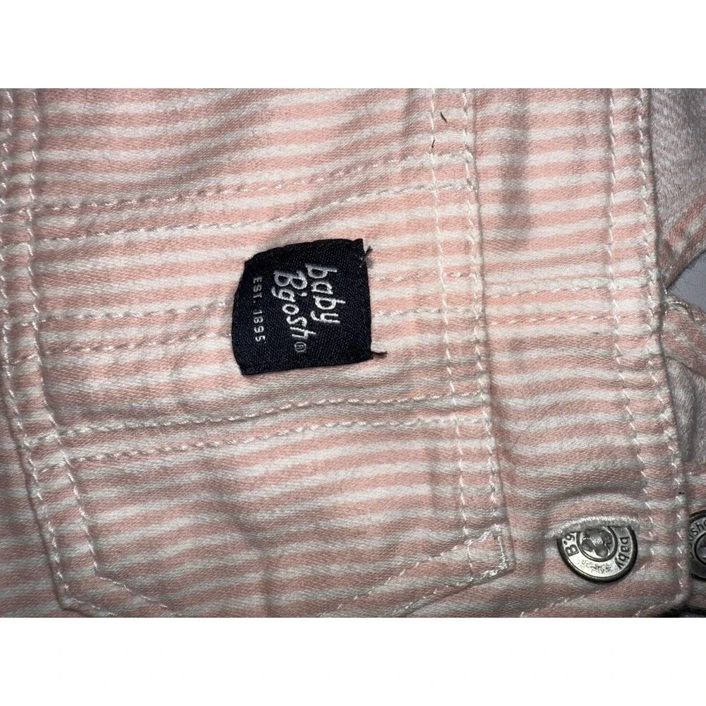 Baby B'gosh Pink Hickory Stripe Bib Overalls 18 Months Snap Crotch Cotton